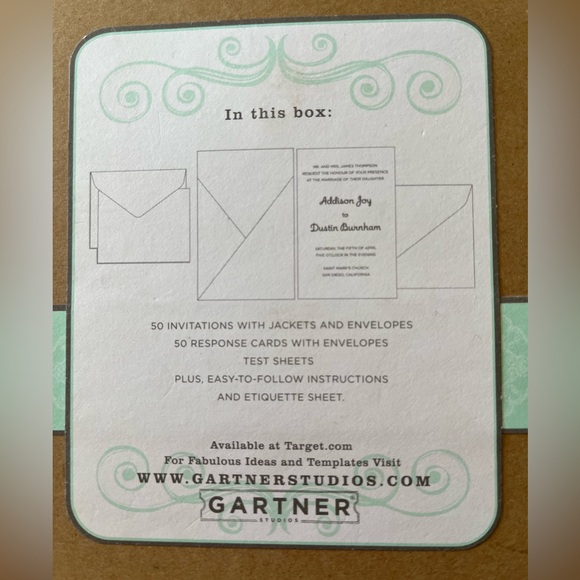Formal invitation kit. Cream stationery / brown ribbon & monogram tags. 50 sets. - Picture 2 of 9